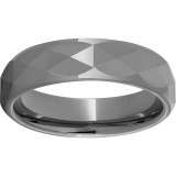 Rugged Tungsten  6mm Domed Band with Triangle Facets and Polished Finish photo