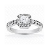 14k White Gold Diamond Semi-Mount Halo Engagement Ring photo