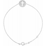 14K White Pierced Cross Disc 7-8 Bracelet photo