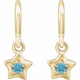 14K Yellow 3 mm Round March Youth Star Birthstone Earrings photo 2