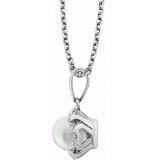 14K White Freshwater Cultured Pearl & .05 CTW Diamond 18 Necklace photo 2