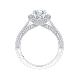 Shah Luxury 14K White Gold Round Diamond Cathedral Style Engagement Ring (Semi-Mount) photo 4