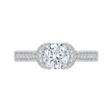 Shah Luxury 14K White Gold Round Diamond Cathedral Style Engagement Ring (Semi-Mount) photo