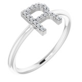 14K White .06 CTW Diamond Initial R Ring photo