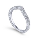 Gabriel & Co. 14k White Gold Victorian Curved Wedding Band photo 3