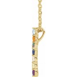 14K Yellow 14.6x10.5 mm .03 CT Multi-Gemstone Cross 16-18 Necklace photo 2