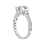 Shah Luxury Emerald Diamond Vintage Engagement Ring In 14K White Gold (Semi-Mount) photo 2