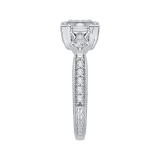 Shah Luxury Emerald Diamond Vintage Engagement Ring In 14K White Gold (Semi-Mount) photo 3