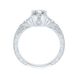 Shah Luxury Emerald Diamond Vintage Engagement Ring In 14K White Gold (Semi-Mount) photo 4