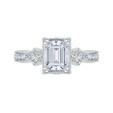 Shah Luxury Emerald Diamond Vintage Engagement Ring In 14K White Gold (Semi-Mount) photo