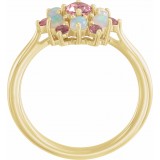 14K Yellow Pink Tourmaline & Ethiopian Opal Floral-Inspired Ring photo 2