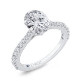 Shah Luxury 14K White Gold Oval Diamond Engagement Ring (Semi-Mount) photo 2