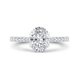 Shah Luxury 14K White Gold Oval Diamond Engagement Ring (Semi-Mount) photo