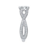 Shah Luxury 14K White Gold Split Shank Round Diamond Engagement Ring (Semi-Mount) photo 2
