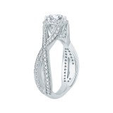 Shah Luxury 14K White Gold Split Shank Round Diamond Engagement Ring (Semi-Mount) photo 3