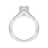 Shah Luxury 14K White Gold Split Shank Round Diamond Engagement Ring (Semi-Mount) photo 4