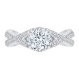 Shah Luxury 14K White Gold Split Shank Round Diamond Engagement Ring (Semi-Mount) photo