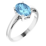 14K White Aquamarine Ring photo