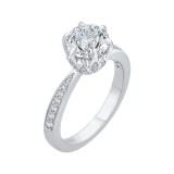 Shah Luxury 14K White Gold Round Diamond Floral Engagement Ring (Semi-Mount) photo 2