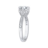 Shah Luxury 14K White Gold Round Diamond Floral Engagement Ring (Semi-Mount) photo 3