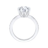 Shah Luxury 14K White Gold Round Diamond Floral Engagement Ring (Semi-Mount) photo 4