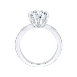 Shah Luxury 14K White Gold Round Diamond Floral Engagement Ring (Semi-Mount) photo 4