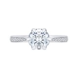 Shah Luxury 14K White Gold Round Diamond Floral Engagement Ring (Semi-Mount) photo