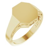 14K Yellow 13x12 mm Octagon Signet Ring photo