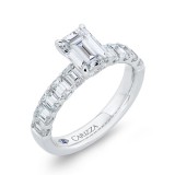 Shah Luxury 14K White Gold Emerald Cut Solitaire Plus Diamond Engagement Ring (Semi-Mount) photo 2