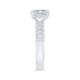 Shah Luxury 14K White Gold Emerald Cut Solitaire Plus Diamond Engagement Ring (Semi-Mount) photo 3