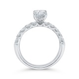Shah Luxury 14K White Gold Emerald Cut Solitaire Plus Diamond Engagement Ring (Semi-Mount) photo 4