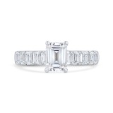 Shah Luxury 14K White Gold Emerald Cut Solitaire Plus Diamond Engagement Ring (Semi-Mount) photo