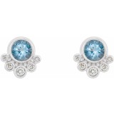 14K White Aquamarine & 1/8 CTW Diamond Earrings photo 2