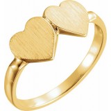 14K Yellow 13.8x7 mm Double Heart Signet Ring photo
