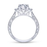 Gabriel & Co. 14k White Gold Contemporary 3 Stone Engagement Ring photo 2