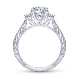 Gabriel & Co. 14k White Gold Contemporary 3 Stone Engagement Ring photo 2