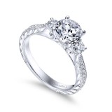 Gabriel & Co. 14k White Gold Contemporary 3 Stone Engagement Ring photo 3