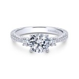 Gabriel & Co. 14k White Gold Contemporary 3 Stone Engagement Ring photo