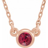 14K Rose 3 mm Round Ruby Bezel-Set Solitaire 16 Necklace photo