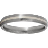 Titanium Domed Band with a 1mm Sterling Silver Inlay and Satin Finish photo