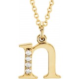 14K Yellow .02 CTW Diamond Lowercase Initial n 16 Necklace photo