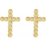 14K Yellow Beaded Cross Earrings photo 2