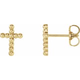 14K Yellow Beaded Cross Earrings photo 3