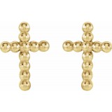 14K Yellow Beaded Cross Earrings photo 4