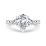 Shah Luxury 14K White Gold Pear Cut Diamond Engagement Ring (Semi-Mount) photo