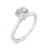 Shah Luxury 14K White Gold Round Diamond Solitaire Plus Engagement Ring with Milgrain (Semi-Mount) photo 2