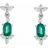 14K White Emerald &  1/3 CTW Diamond Earrings photo 2