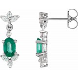 14K White Emerald &  1/3 CTW Diamond Earrings photo