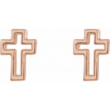 14K Rose Open Cross Earrings photo 2