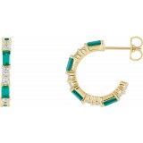 14K Yellow Emerald & 1/2 CTW Diamond Earrings photo